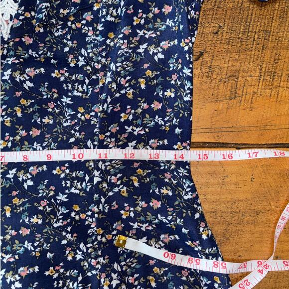 GUNNE SAX Womens Navy Blue Floral Long Prairie Cottage Short Sleeve Vtg Dress‎ - Picture 14 of 16